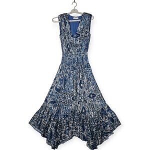 Ramy Brook Lucy True Blue Vintage Paisley Midi Dress XS